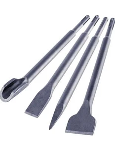 SET 4 SCALPELLI SDS PLUS 2 SPATOLA 1 A PUNTA 1 FORMA DI U MARTELLO DEMOLITORE - Foto 1 di 3