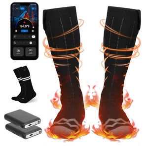 Electric Heated Socks Rechargeable 2PCS 5000mAh Battery Foot Warmer APP Control - Picture 1 of 23