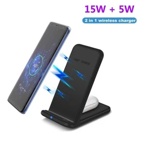 2In1 Fast Wireless Charger Station For Samsung S21 S20 Note 20/10 Galaxy Buds - Picture 1 of 9