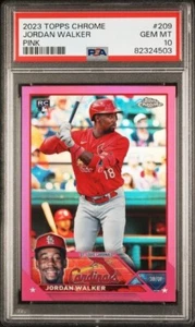 Jordan Walker 2023 Topps Cromo #209 REFRACTOR ROSA Novato RC PSA 10 - Imagen 1 de 3