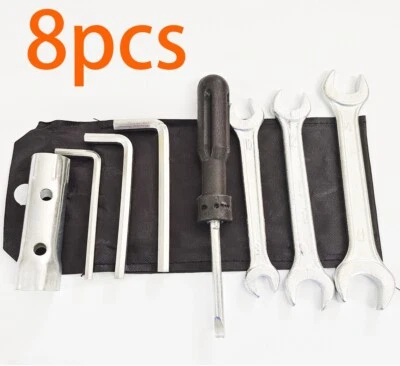 Kit de herramientas universales para motocicleta de 8 piezas llave inglesa bujía llave de vaso Foto 1 de 4