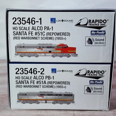 Rapido 23546 HO ALCO PA PB-1 Pair Santa Fe 51A & 51C EMD Repowered LOK SOUND DCC - Image 1 of 4