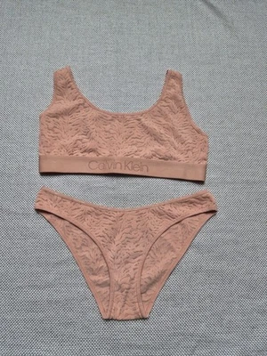 Calvin Klein Unterwäsche Set Bustier Sport BH Gr. L slip Gr. S beige - Bild 1 von 2