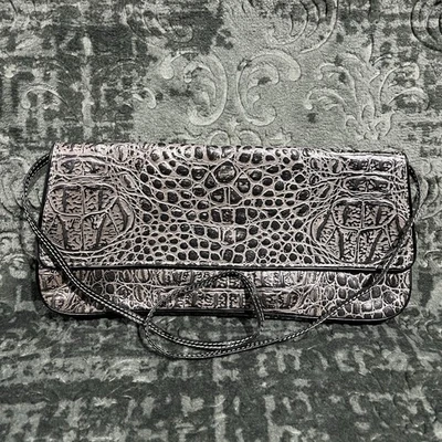 Bolso de Hombro/Bolso de Mano MARCO BUGGIANI Gris Cuero Italiano Repujado Delgado ITALIA Foto 1 de 4