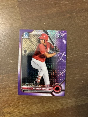 2022 Bowman Chrome “Purple MOJO Refractor” Braylin Minier Rookie Card #BCP-93 - Image 1 of 4