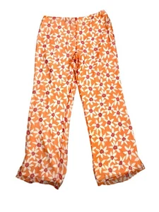 Ralph Lauren Black Label Silk Pants Womens Size 10 Floral Flowy Orange Lined - Picture 1 of 10