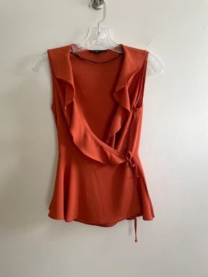 Blusa envolvente Forever 21 para mujer S color naranja óxido con volantes Foto 1 de 4