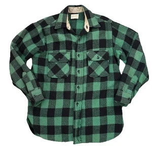 True Vintage 50s Penny’s Towncraft Loop Collar Plaid Button Flannel Shirt Size M - Picture 1 of 12