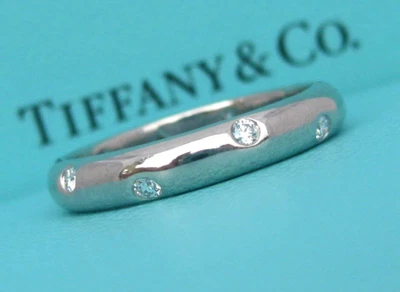 TIFFANY & CO. ETOILE .22 DIAMOND 4MM PLATINUM ETERNITY WEDDING BAND RING SIZE 11 - Image 1 of 4