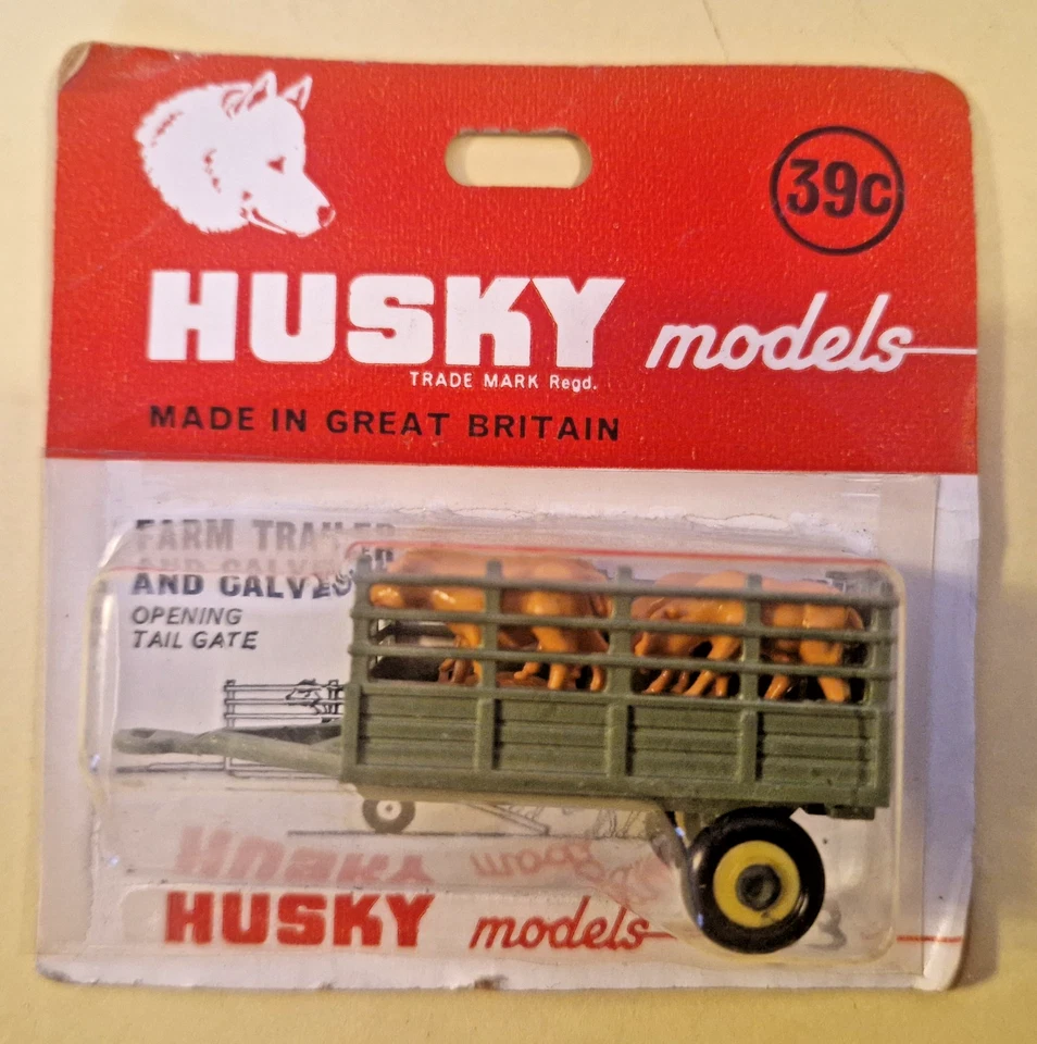 Husky Models No.33 Farm Trailer and Calves für Traktor/Modellauto, Neu auf Karte - Bild 1 von 4