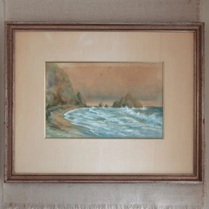 Acuarela paisaje marino Big Sur de California Central 1917 Charles Albert CA Rogers de colección - Imagen 1 de 24