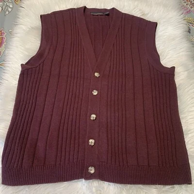 VTG Saddlebred Mens Classic Grandpa Sweater Vest Sz XL Burgundy Red 100% Cotton - Image 1 of 4