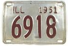 Illinois 1951 Old License Plate Shorty 4 Digit Car Tag Vintage Garage Man Cave