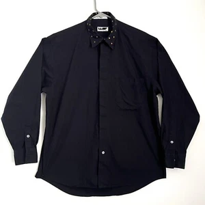 Wilke Rodriguez Size M Mens Dress Shirt Black Long Sleeves Polka Dot Collar - Picture 1 of 7