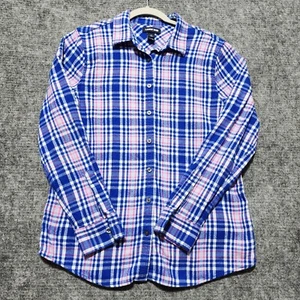 Sonoma Blouse Womens Large Blue Plaid Flannel Button Down Shirt - Picture 1 of 6