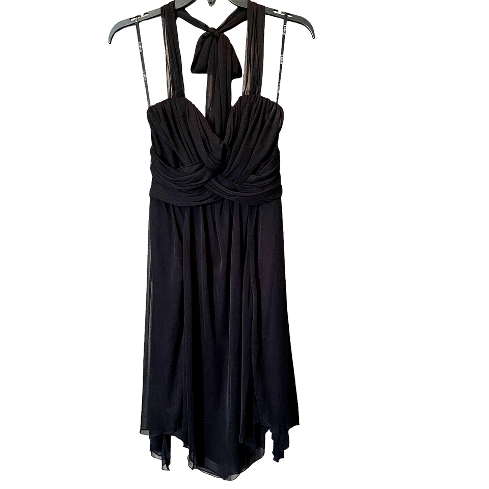 Vestido B Darlin Feminino 7/8 Preto Chiffon Coquetel Halter Cintura Império - Imagem 1 de 4