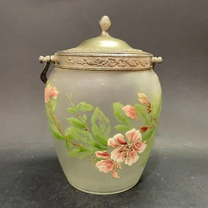 Pot à biscuits en verre peint émaillé au décor de fleurs - Imagen 1 de 12