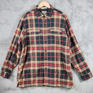 LL Bean Shirt Mens Large Fleece Lined Flannel Button Up Long Sleeve Plaid Tartan - Picture 1 of 10
