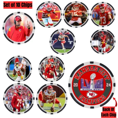 KANSAS CITY CHIEFS 2024 SUPER BOWL LVIII CHAMPS - POKER CHIP SET (10) - Image 1 of 2