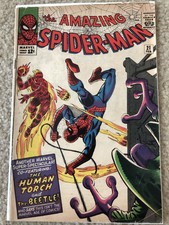 1965 Marvel Comics Book Amazing Spider-Man #21 Ditko Human Torch Beetle Apps