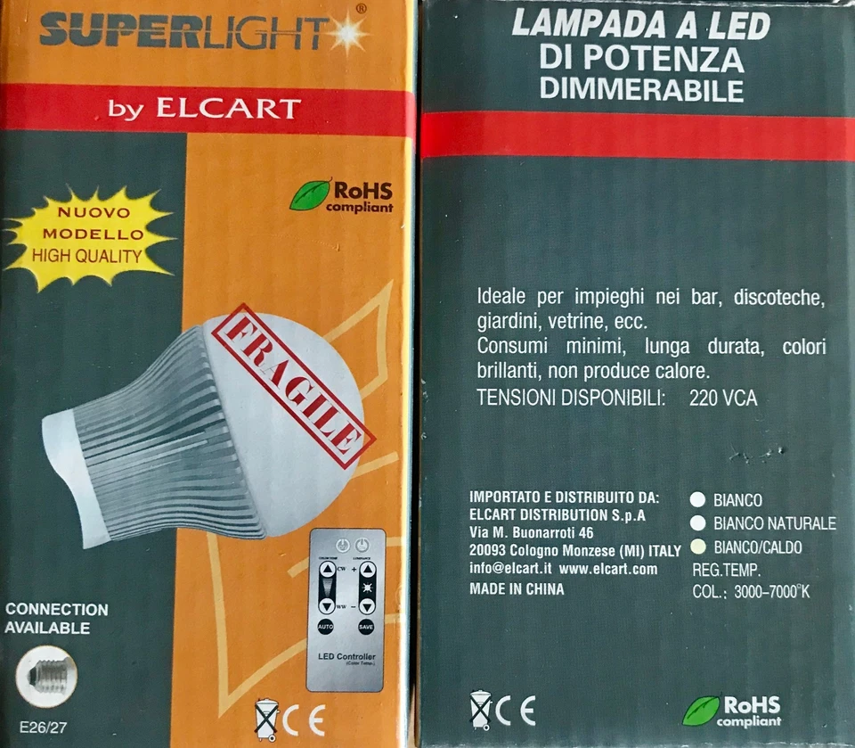 LAMPADINA LED BIANCO CALDO E27 5 WATT TELECOMANDO SINO A 7000 °K DIMMERABILE A60 - Immagine 1 di 1