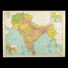1940s Antique INDIA Map Vintage Map of Burma Map of Afghanistan Gallery Wall Art