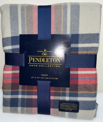 Новый Pendleton Stewart слоновой кости темно-красный 50 «X 70» клетку плед, искусственный кашемир - Изображение 1 из 4