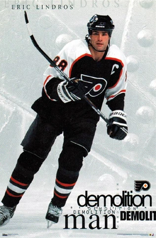 Eric Lindros DEMOLITION MAN Philadelphia Flyers 23x35 Wall POSTER (1998) Cover