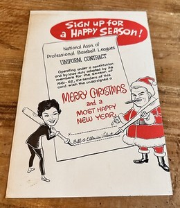 Vintage Original 1961 Arkansas  Christmas Card Umpire Bill Valentine Wife Travs