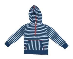 Matilda Jane Girls Blue White Striped Long Sleeve 1/4 Zip Pullover Hoodie 8 - Picture 1 of 7