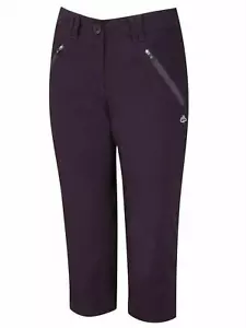 Craghoppers Womens Kiwi Pro Crops II Trousers Stretch Capri Cropped Purple - Picture 1 of 3