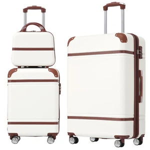 3 Piece Luggage Set 20" 28" Hardside Suitcase w/ Cosmetic Case TSA Lock White - Picture 1 of 8
