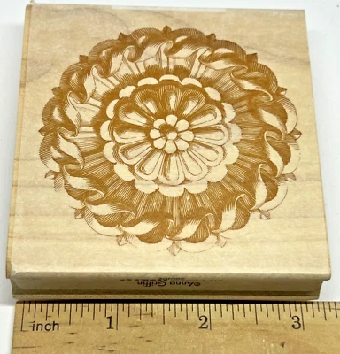 Roseta All Night Media Sello de goma montado en madera Anna Griffin Medallion 580J02 Foto 1 de 4