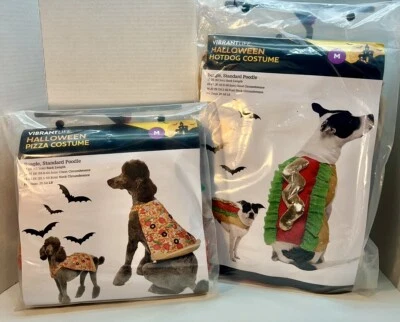 Lote 2 Vibrant Life Halloween Disfraz de Perro Pizza Hotdog Comida Talla M 20-50lbs Foto 1 de 4