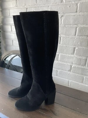 Steve Madden Roxana Knee High Black Suede  Block Heel Boots Size 7 - Image 1 of 4