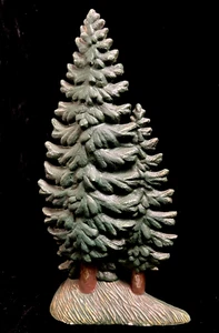 Vintage 1994 CAST 12" CHRISTMAS TREES w/ Original Box by Santa's Best Village - Picture 1 of 7