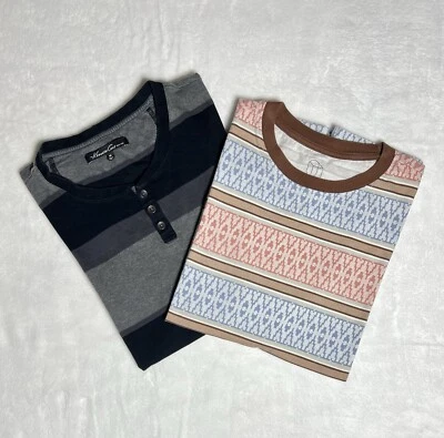 Lote de 2 - 100% Algodón - Henley y Camiseta a Rayas - Paquete Talla M Foto 1 de 4