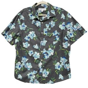 Camisa antigua azul marino hawaiana floral abotonada para hombre talla XL manga corta verano - Imagen 1 de 8