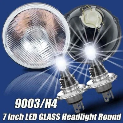 7-3/4" White 6000k LED  Crystal Clear Headlight w/ 6k LED Bulb Set of 4 - Изображение 1 из 4