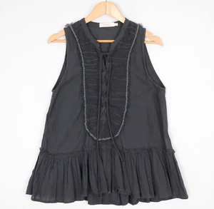Rabens Saloner Womens Top Size M Charcoal Grey Ruffle Woven Bohemian Blouse - Bild 1 von 12