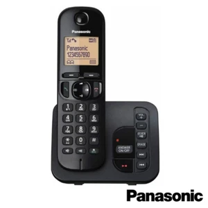 PANASONIC TGC220 DIGITAL CORDLESS PHONE WITH ANSWER MACHINE BLACK SINGLE - Picture 1 of 7