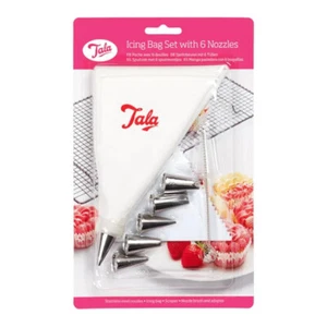 TALA 9 PIECE ICING/PIPING BAG SET WITH 6 NOZZLES, SCRAPER & NOZZLE BRUSH - Picture 1 of 2