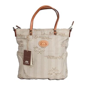 La Martina Bag Shopping Bag Handbag 34 x 37 Cream - Picture 1 of 10