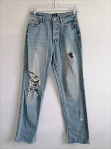 BDG Jeans Women's Blue Slim Straight Mid Rise Cut Off Distressed Jeans Size 26 - Picture 1 of 6