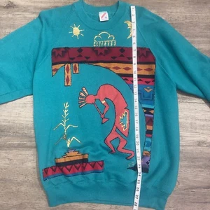 Vintage KOKOPELLI puff paint and fabric sweatshirt 90s XL - Picture 1 of 8