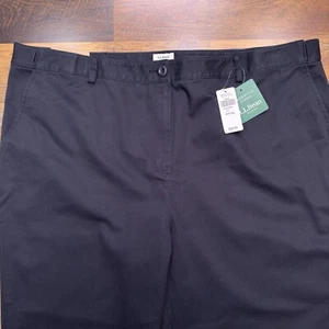 LL Bean Wrinkle Free Cotton Pants Mens 20W Regular Black High Rise New - Picture 1 of 14