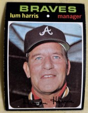 1971 Topps Lum Harris Braves Manager Baseball Card #346 G/VG O/C