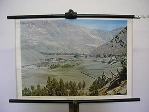 Hermoso mural antiguo típico valle andino montañas América 75x51cm vintage ~1960 - Imagen 1 de 1