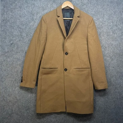 Zara Man Trench Coat Mens Size UK Large Camel Tan Wool Blend Formal Dress Jacket - Image 1 of 4