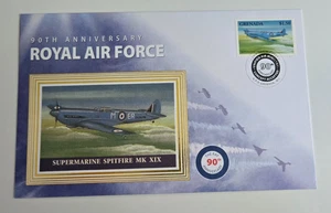 Grenada Royal Air Force 90th Anniversary Spitfire Benham First Day Cover FDC - Picture 1 of 4